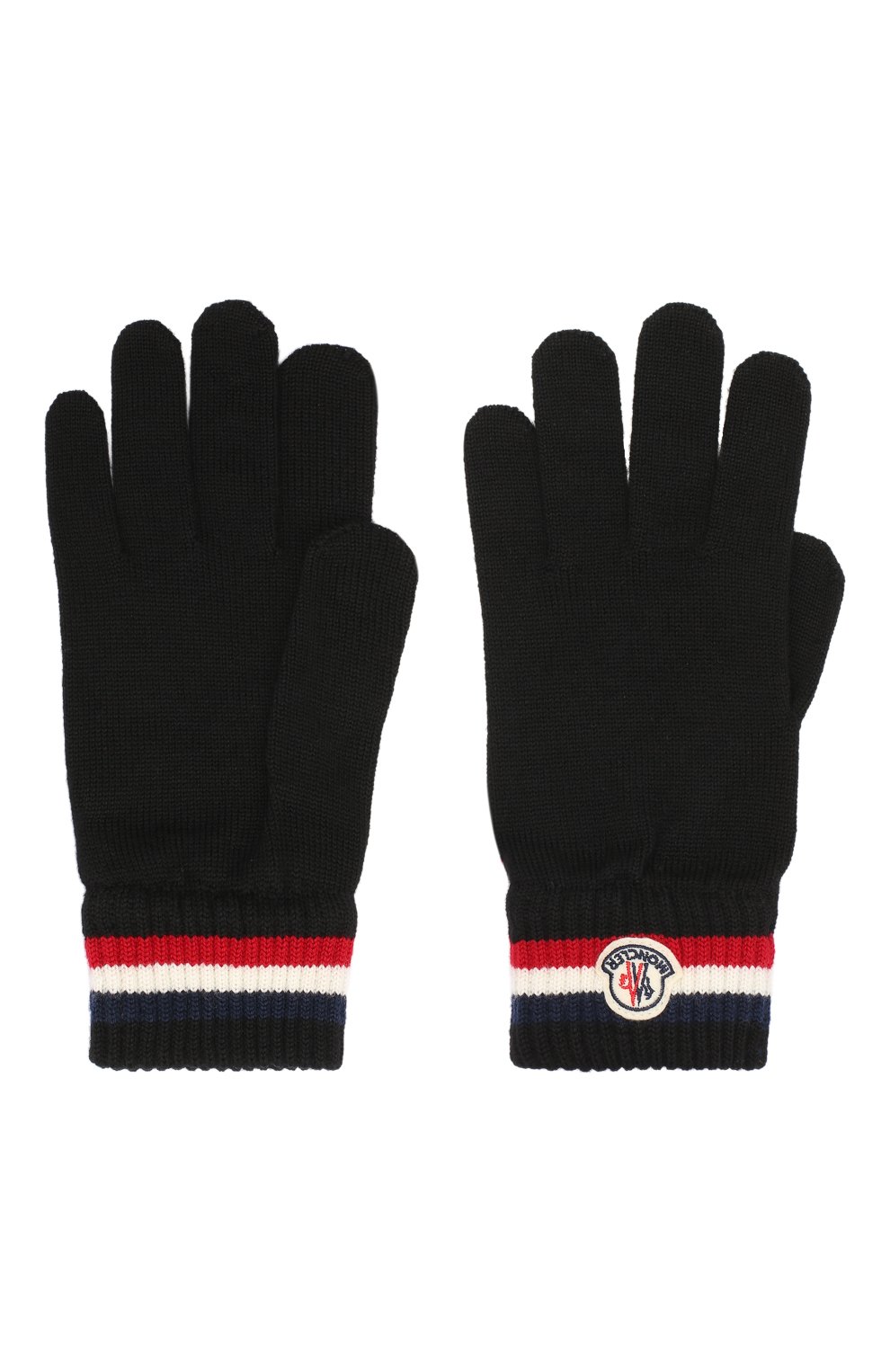 Мужские шерстяные перчатки MONCLER черного цвета, арт. F2-091-3A701-00-A9575 | Фото 2 (Материал: Текстиль, Шерсть; Кросс-КТ: Трикотаж)