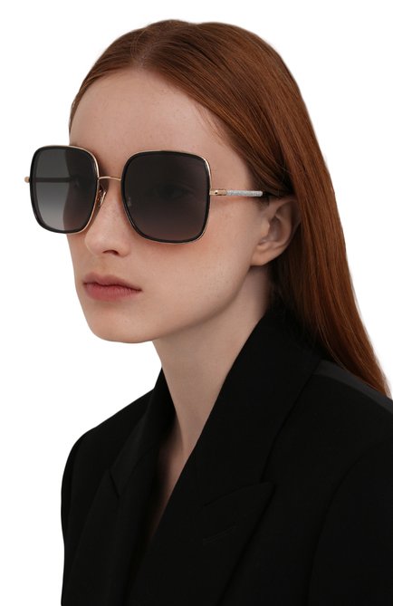 Женские солнцезащитные очки JIMMY CHOO черного цвета, арт. JAYLA 2F7 | Фото 2 (Тип очков: С/з; Оптика Гендер: оптика-женское; Очки форма: Квадратные)