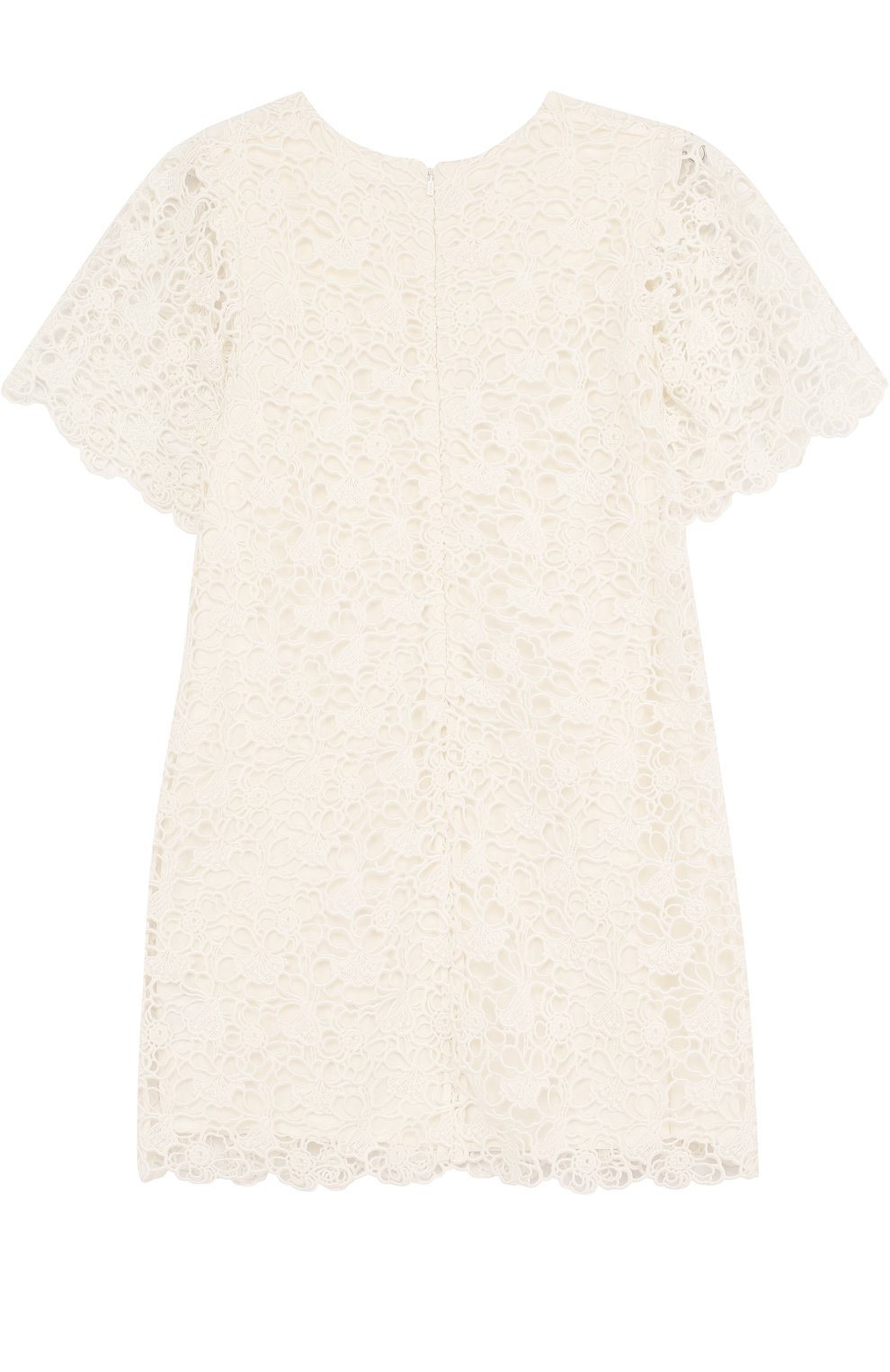 Детское хлопковое платье с кружевной отделкой CHLOÉ белого цвета, арт. C12660/14A | Фото 2 (Рукава: Короткие; Случай: Повседневный; Материал внешний: Хлопок; Статус проверки: Проверено, Проверена категория; Девочки Кросс-КТ: Платье-одежда)