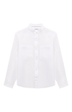 Детская льняная рубашка BRUNELLO CUCINELLI белого цвета, арт. BB608C330C | Фото 1 (Рукава: Длинные; Случай: Повседневный; Региональные ограничения белый список (Axapta Mercury): Не проставлено; Материал сплава: Проставлено; Нос: Не проставлено; Материал внешний: Лен; Драгоценные камни: Проставлено)