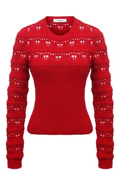 Женский хлопковый свитер VALENTINO красного цвета, арт. WB3KC23S6J1 | Фото 1 (Женское Кросс-КТ: Свитер-одежда; Рукава: Длинные; Длина (для топов): Стандартные; Материал сплава: Проставлено; Материал внешний: Хлопок; Драгоценные камни: Проставлено; Стили: Бохо)