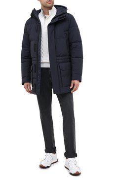 Мужская утепленная куртка BOSS темно-синего цвета, арт. 50436497 | Фото 2 (Кросс-КТ: Куртка; Рукава: Длинные; Длина (верхняя одежда): До середины бедра; Материал внешний: Синтетический материал, Хлопок; Мужское Кросс-КТ: утепленные куртки, Верхняя одежда; Стили: Кэжуэл)