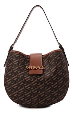 Женская сумка monogram VERSACE коричневого цвета, арт. 1002033/1A01444 | Фото 1 (Сумки-технические: Сумки top-handle; Размер: medium; Материал: Экокожа)