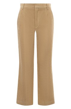 Женские хлопковые брюки CHLOÉ бежевого цвета, арт. CHC23APA01155 | Фото 1 (Длина (брюки, джинсы): Стандартные; Женское Кросс-КТ: Брюки-одежда; Материал сплава: Проставлено; Силуэт Ж (брюки и джинсы): Расклешенные; Материал внешний: Хлопок; Драгоценные камни: Проставлено; Стили: Кэжуэл)