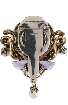 Женская брошь с отделкой из жемчуга и кристаллов swarovski ALEXANDER MCQUEEN разноцветного цвета, арт. 486242/I11DZ | Фото 2 (Статус проверки: Проверено, Проверена категория; Материал: Металл)