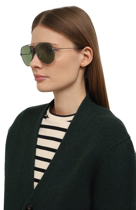 Женские солнцезащитные очки TOM FORD зеленого цвета, арт. TF996 08N | Фото 2 (Тип очков: С/з; Материал: Металл; Кросс-КТ: С/з-унисекс; Оптика Гендер: оптика-унисекс; Очки форма: Авиаторы)