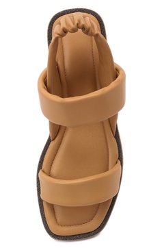 Женские кожаные сандалии BRUNELLO CUCINELLI бежевого цвета, арт. MZCWC2152 | Фото 6 (Материал внешний: Кожа; Материал внутренний: Натуральная кожа; Подошва: Плоская)