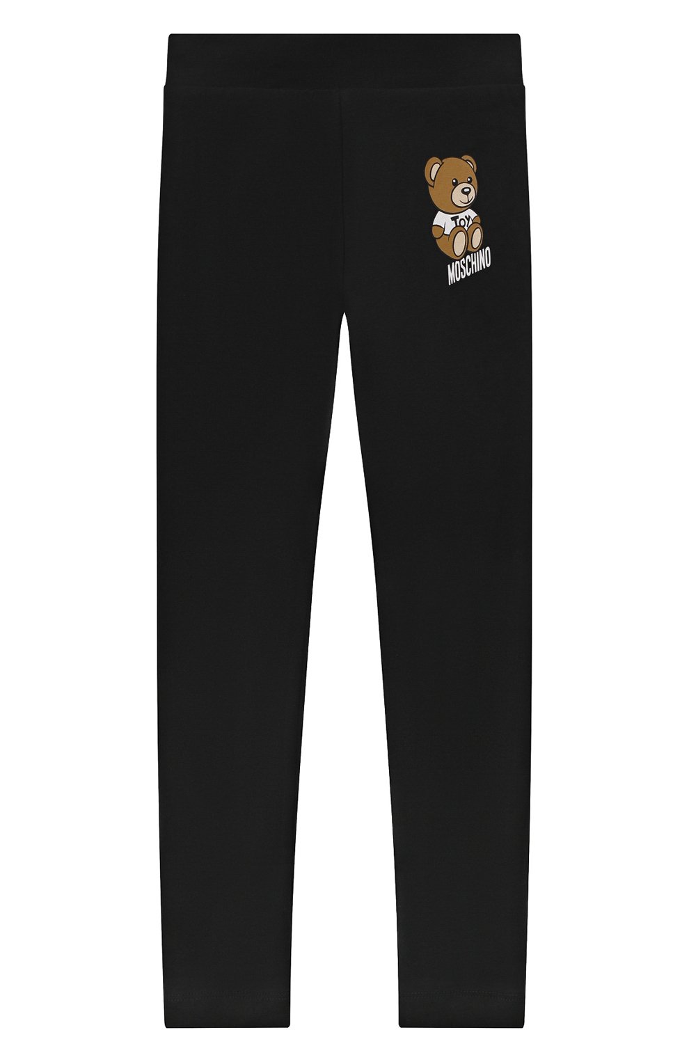 Детские хлопковые леггинсы MOSCHINO черного цвета, арт. H3P047/LBA10/10-14 | Фото 1 (Девочки Кросс-КТ: Леггинсы-одежда; Региональные ограничения белый список (Axapta Mercury): Не проставлено; Материал сплава: Проставлено; Нос: Не проставлено; Материал внешний: Хлопок)