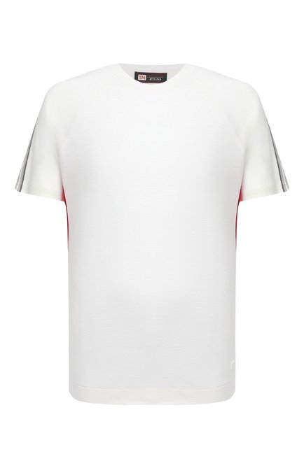 Мужская шерстяная футболка Z ZEGNA белого цвета, арт. VW391/ZZT608 | Фото 1 (Принт: Без принта; Длина (для топов): Стандартные; Рукава: Короткие; Стили: Кэжуэл; Материал внешний: Шерсть)