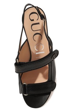 Женские кожаные босоножки GUCCI черного цвета, арт. 655415 04JT0 | Фото 6 (Материал внутренний: Натуральная кожа; Каблук тип: Шпилька)