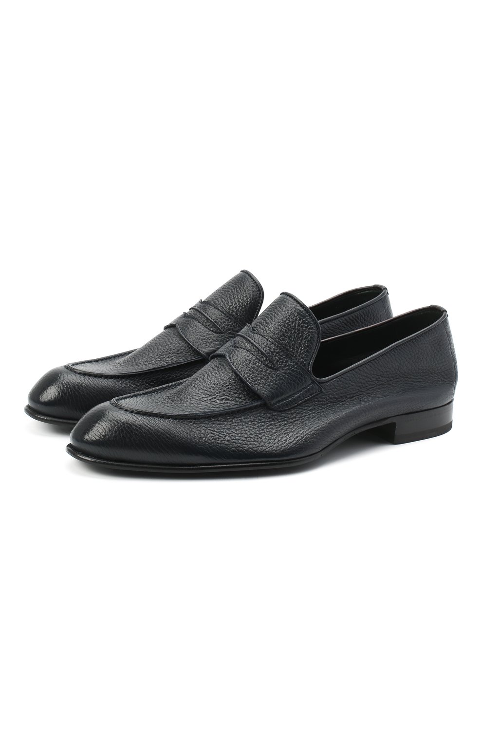 Мужские кожаные пенни-лоферы BRIONI темно-синего цвета, арт. QEI30L/P7731 | Фото 1 (Мужское Кросс-КТ: Лоферы-обувь; Материал внутренний: Натуральная кожа; Региональные ограничения белый список (Axapta Mercury): RU; Стили: Классический)