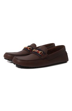 Мужские кожаные мокасины ayrton GUCCI коричневого цвета, арт. 624698 1XH10 | Фото 1 (Стили: Кэжуэл)