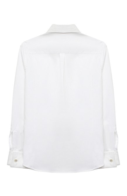 Детская хлопковая рубашка BRUNELLO CUCINELLI белого цвета, арт. BE624S100C | Фото 2 (Материал внешний: Хлопок; Рукава: Длинные; Стили: Классический; Мальчики-школьная форма: Рубашки; Ростовка одежда: 12 лет | 152 см)