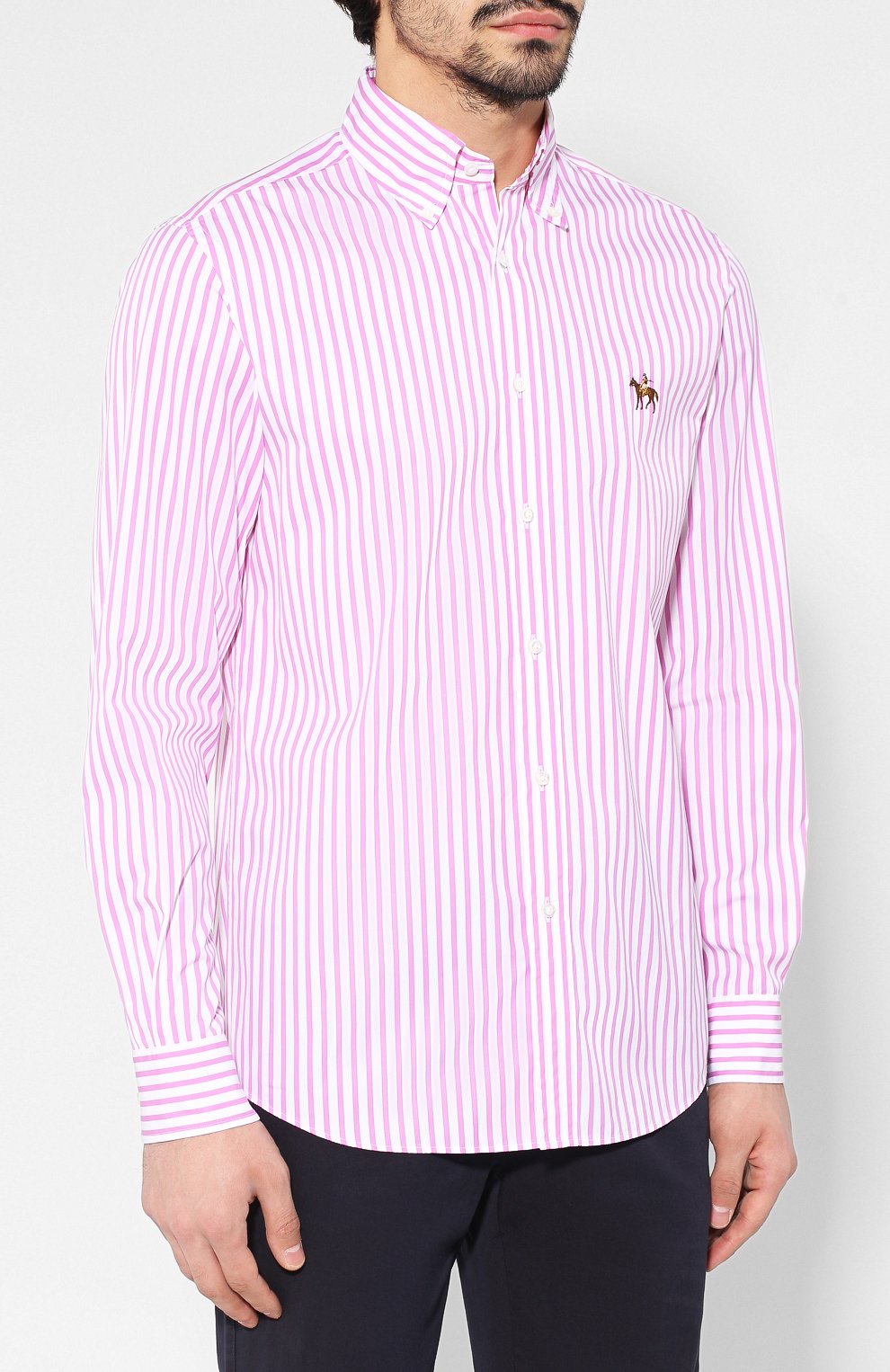 Хлопковая рубашка с воротником button down Ralph Lauren  790730895 Фото 3