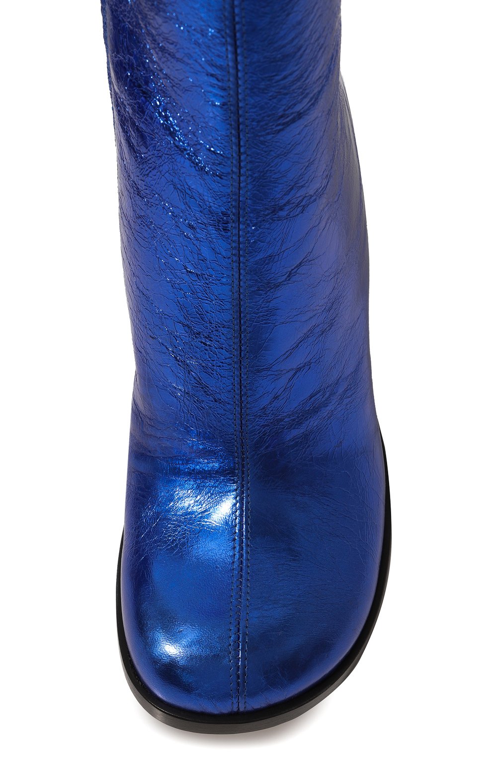 Женские кожаные ботильоны MATTIA CAPEZZANI синего цвета, арт. W186/MILLUNIUM | Фото 6 (Каблук высота: Высокий; Материал внутренний: Натуральная кожа; Каблук тип: Устойчивый; Материал утеплителя: Без утеплителя; Подошва: Плоская)