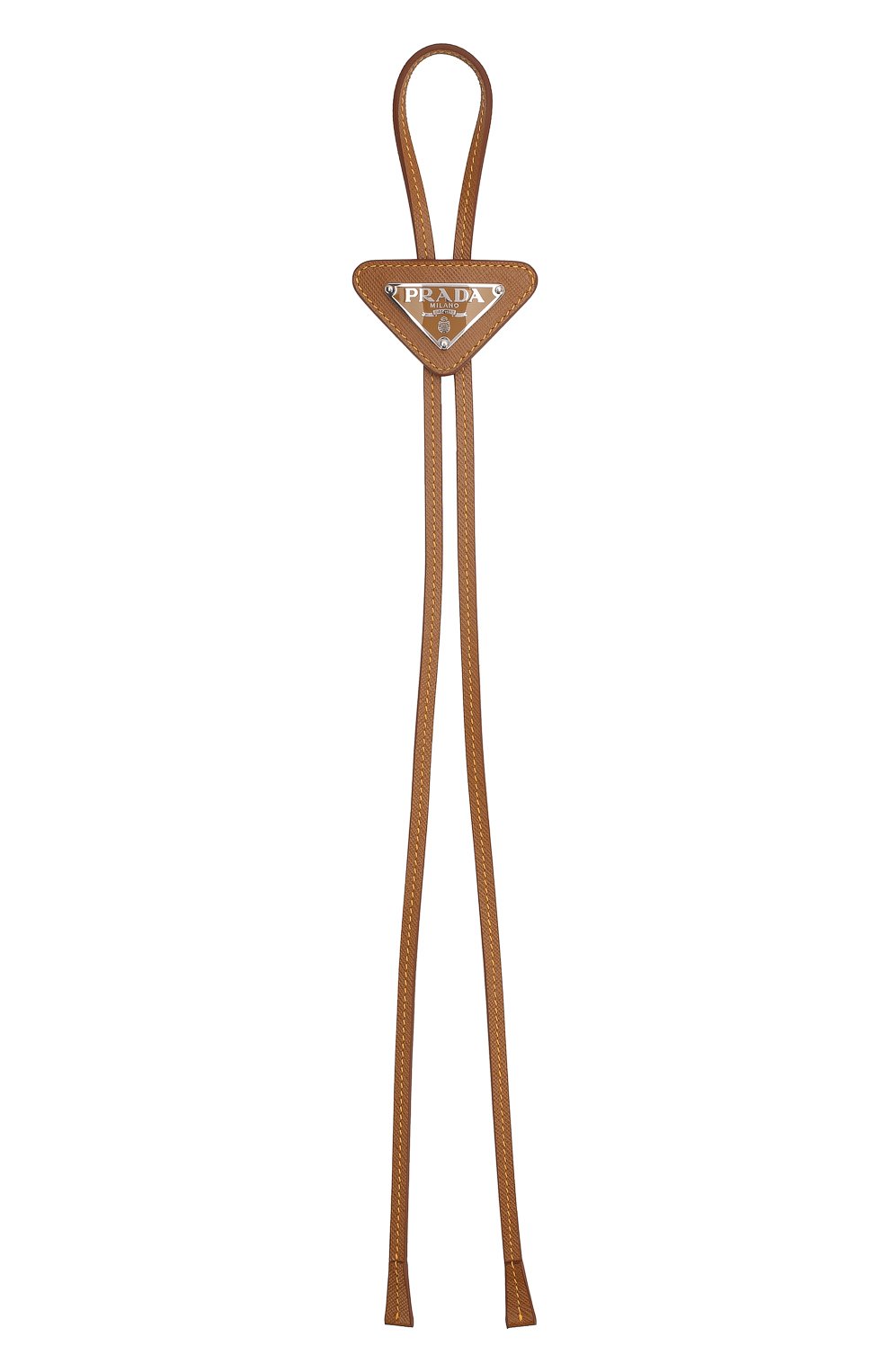Мужской кожаный галстук bolo PRADA коричневого цвета, арт. 2IC027-QHH-F098L | Фото 1 (Принт: Без принта; Материал: Натуральная кожа)