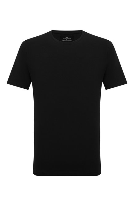 Мужская хлопковая футболка 7 FOR ALL MANKIND черного цвета, арт. JSIM2370BK | Фото 1 (Рукава: Короткие; Длина (для топов): Стандартные; Материал внешний: Хлопок; Принт: Без принта; Стили: Кэжуэл)