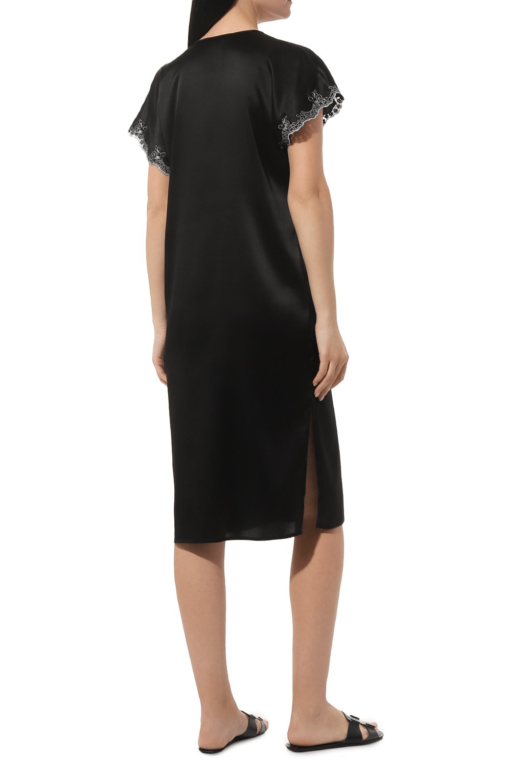Женская шелковая сорочка MARJOLAINE черного цвета, арт. 4REI3401 | Фото 4 (Материал внешний: Шелк; Ма�териал сплава: Проставлено; Нос: Не проставлено)