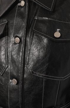 Женская куртка LVIR черного цвета, арт. LV23S-JK06A | Фото 5 (Кросс-КТ: Куртка, экокожа; Рукава: Длинные; Материал внешний: Синтетический материал, Вискоза; Материал сплава: Проставлено; Драгоценные камни: Проставлено; Длина (верхняя одежда): Короткие; Стили: Минимализм; Материал подклада: Хлопок)