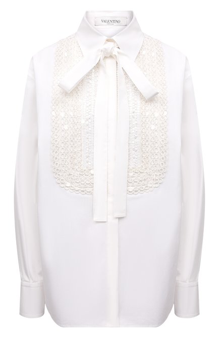 Женская хлопковая блузка VALENTINO белого цвета по цене 230500 руб., арт. WB0AB2Y05A6 | Фото 1