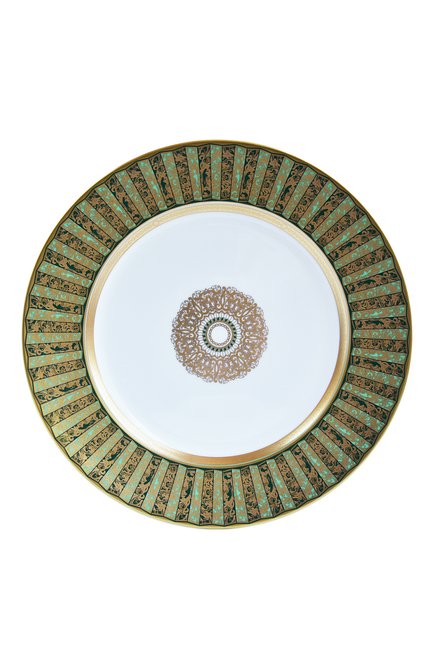 Обеденная тарелка eventail vert  BERNARDAUD зеленого цвета, арт. 1848/21469 | Фото 1 (Интерьер_коллекция: Eventail Vert; Ограничения доставки: fragile-2)