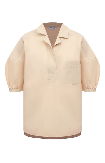 Женская хлопковая блузка DICE KAYEK кремвого цвета, арт. SS23C617 | Фото 1 (Рукава: 3/4; Длина (для топов): Удлиненные; Материал внешний: Хлопок; Женское Кросс-КТ: Блуза-одежда; Принт: Без принта; Стили: Кэжуэл)