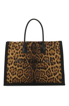 Женский сумка-шопер noe SAINT LAURENT леопардового цвета, арт. 499290/H9L4W | Фото 1 (Сумки-технические: Сумки-шопперы; Материал: Текстиль; Размер: large)