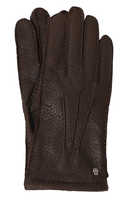 Мужские кожаные перчатки ROECKL темно-коричневого цвета, арт. 11013-608 | Фото 1 (Нос: Не проставлено; Материал: Натуральная кожа; Материал сплава: Проставлено)