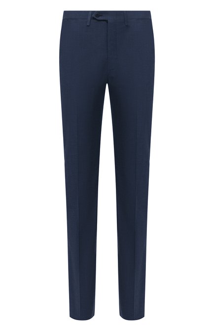Мужские брюки из хлопка и шерсти KITON синего цвета, арт. UPNFCK0671A | Фото 1 (Материал внешний: Хлопок, Шерсть; Материал подклада: Купро; Длина (брюки, джинсы): Стандартные; Случай: Формальный; Стили: Классический)