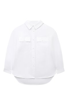 Детское хлопковая блузка DONDUP KIDS белого цвета, арт. DFCA0070/CA275/6A-8A | Фото 1 (Рукава: Длинные; Материал сплава: Проставлено; Материал внешний: Хлопок; Драгоценные камни: Проставлено)