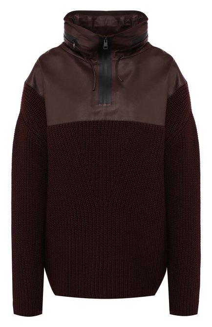 Женский кашемировый свитер с кожаным капюшоном BOTTEGA VENETA бордового цвета по цене 459500 руб., арт. 575400/VA7N1 | Фото 1