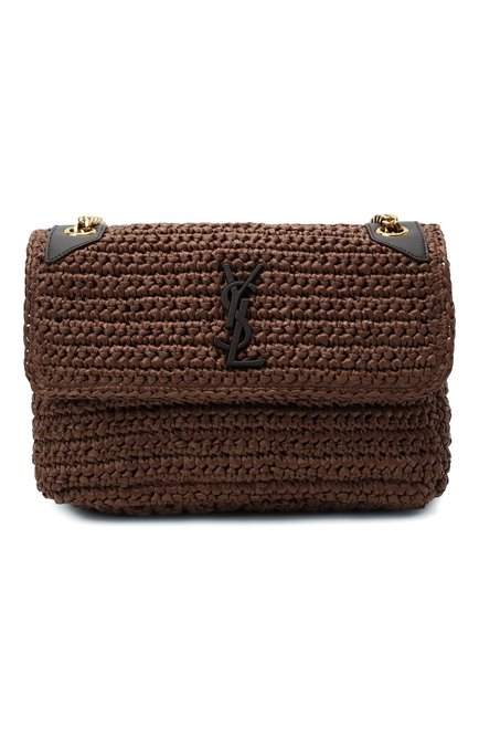 Женская сумка niki medium SAINT LAURENT коричневого цвета, арт. 633187/GG66W | Фото 1 (Размер: medium; Ремень/цепочка: С цепочкой, На ремешке; Сумки-технические: Сумки через плечо; Материал: Текстиль)