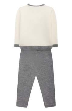 Детский комплект из пуловера и брюк BABY T серого цвета, арт. 20AI070C/1M-12M | Фото 2 (Кросс-КТ НВ: Костюм; Материал внешний: Шерсть; Рукава: Длинные)
