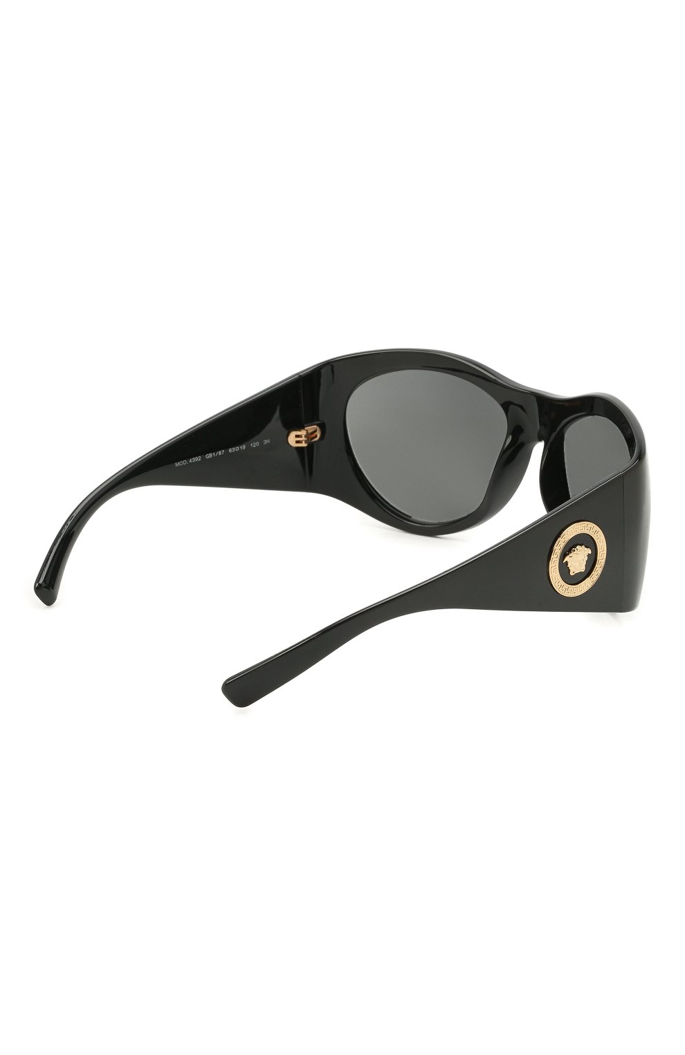 Женские солнцезащитные очки VERSACE черного цвета, арт. 4392-GB1/87 | Фото 4 (Тип очков: С/з; Очки форма: D-форма)