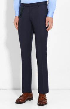 Мужские брюки из смеси шерсти и хлопка BERWICH темно-синего цвета, арт. SC/1/LR120U | Фото 3 (Материал внешний: Шерсть, Хлопок; Длина (брюки, джинсы): Стандартные; Стили: Классический; Случай: Формальный)
