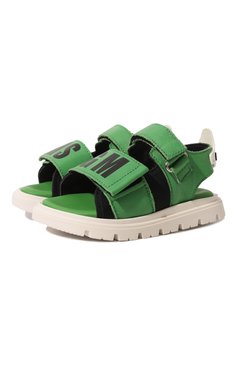 Детские кожаные сандалии MSGM KIDS зеленого цвета, арт. 73998/20-27 | Фото 1 (Материал внутренний: Натуральная кожа)