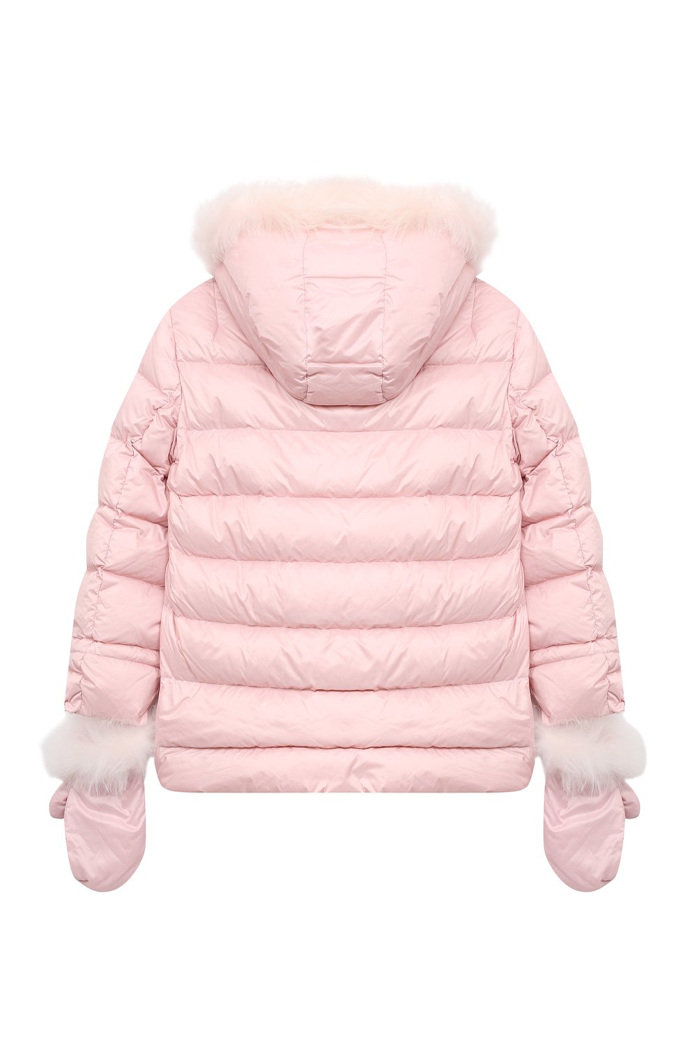 Детская комплект из куртки и варежек YVES SALOMON ENFANT розового цвета, арт. 21WEM012XXD0SW/4-6 | Фото 2 (Кросс-КТ: Зима; Девочки Кросс-КТ: Пуховик-верхняя одежда; Рукава: Длинные; Материал внешний: Синтетический материал; Региональные ограничения белый список (Axapta Mercury): RU; Материал сплава: Проставлено; Материал подклада: Синтетический материал; Драгоценные камни: Проставлено; Материал утеплителя: Пух и перо; Ростовка одежда: 4 года | 104 см, 6 лет | 116 см)