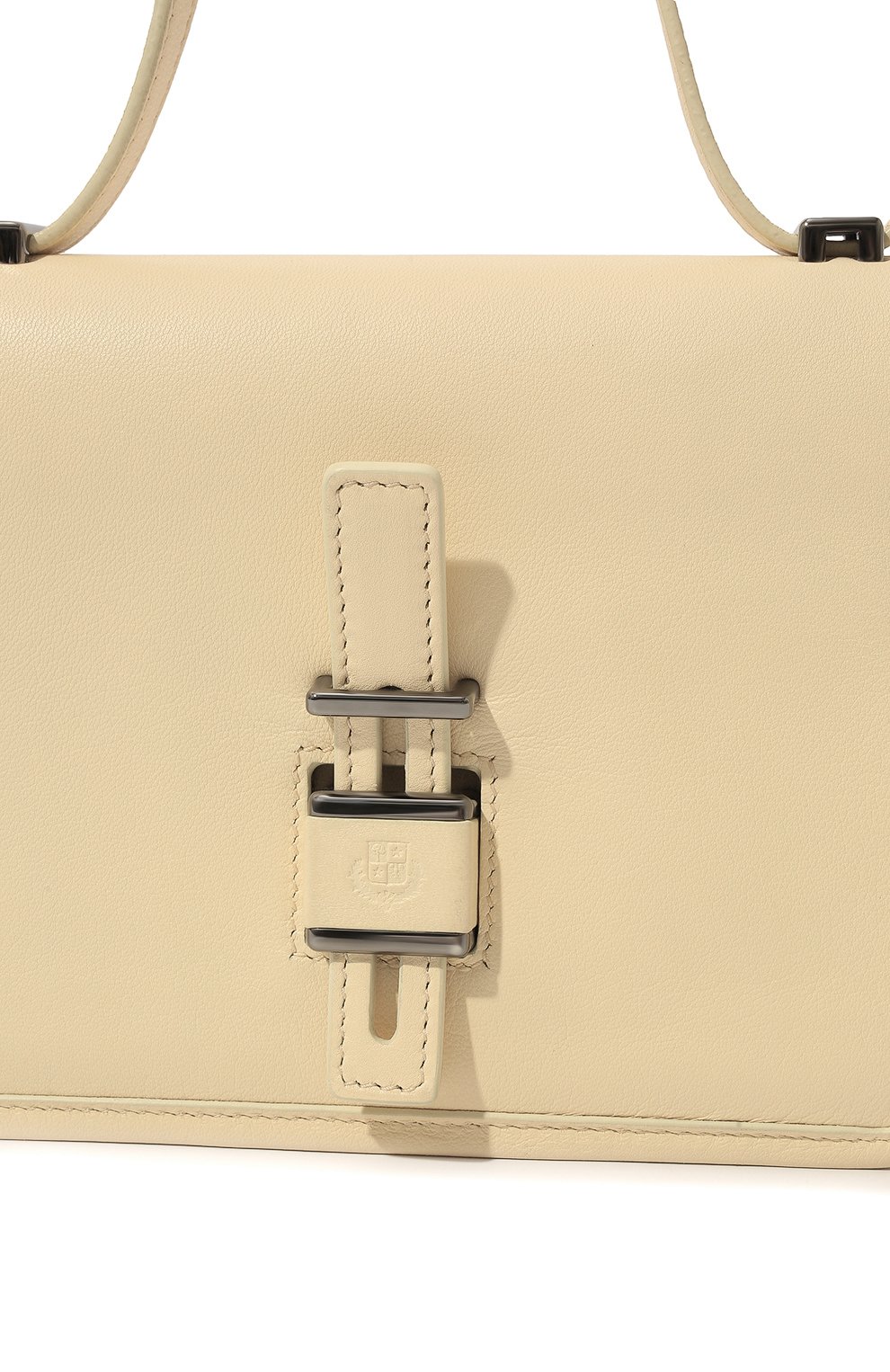 Женская сумка lock in LORO PIANA кремвого цвета, арт. FAI7676 | Фото 2 (Сумки-технические: Сумки через плечо; Материал: Натуральная кожа; Размер: mini; Статус проверки: Проверена категория)