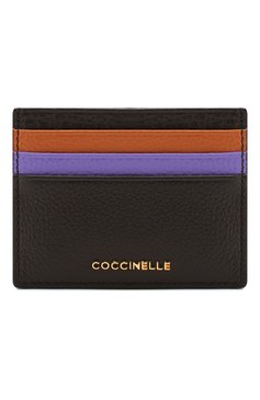 Женский кожаный футляр для кредитных карт COCCINELLE коричневого цвета, арт. E2 EW5 12 95 01 | Фото 1 (Материал: Натуральная кожа; Статус проверки: Проверено, Проверена категория)