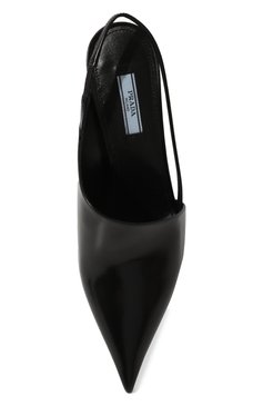 Женские кожаные туфли PRADA черного цвета, арт. 1I886M-055-F0002-A065 | Фото 6 (Каблук тип: Танкетка; Материал сплава: Проставлено; Каблук высота: Средний; Подошва: Плоская; Драгоценные камни: Проставлено)