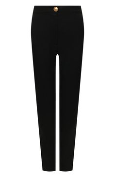 Женские шерстяные брюки BALMAIN черного цвета, арт. XF1PD010/WB01 | Фото 1 (Материал внешний: Шерсть; Стили: Гламурный; Длина (брюки, джинсы): Стандартные; Женское Кросс-КТ: Брюки-одежда; Материал сплава: Проставлено; Драгоценные камни: Проставлено; Силуэт Ж (брюки и джинсы): Узкие)