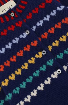 Детский кардиган из шерсти и кашемира с узором GUCCI разноцветного цвета, арт. 478551/X7A48 | Фото 3 (Материал внешний: Шерсть, Кашемир; Кросс-КТ НВ: Кардиганы; Статус проверки: Проверено, Проверена категория)