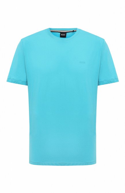 Мужская хлопковая футболка BOSS голубого цвета по цене 8310 руб., арт. 50468347 | Фото 1