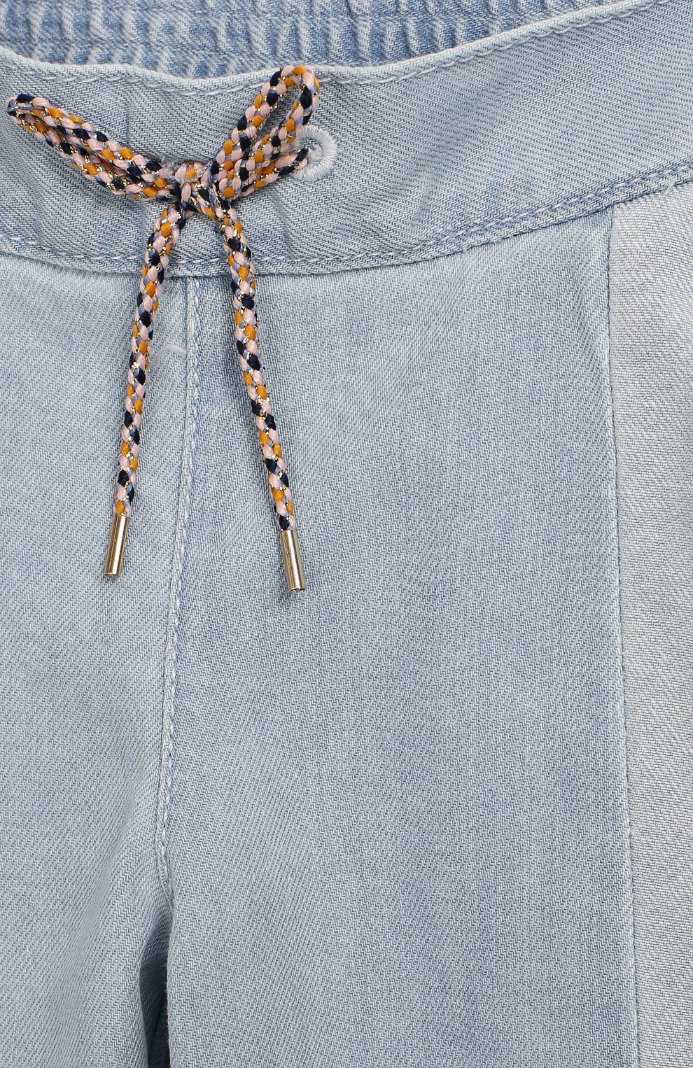 Детские джинсы прямого кроя CHLOÉ голубого цвета, арт. C14583/2A-5A | Фото 3 (Детали: На резинке, Однотонный; Материал внешний: Хлопок; Кросс-КТ: джинсы; Статус проверки: Проверена категория)