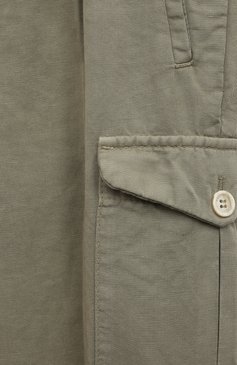 Детские брюки-карго изо льна и хлопка BRUNELLO CUCINELLI хаки цвета, арт. B291DP115B | Фото 3 (Случай: Повседневный; Материал внешний: Хлопок, Лен)