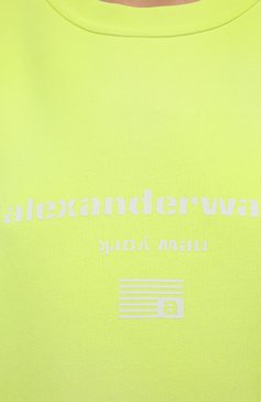 Женский хлопковый свитшот ALEXANDER WANG салатового цвета, арт. UCC3211446 | Фото 5 (Рукава: Длинные; Длина (для топов): Стандартные; Материал внешний: Хлопок; Стили: Спорт-шик; Женское Кросс-КТ: Свитшот-одежда)