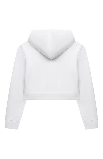 Детский укороченное худи BALMAIN белого цвета, арт. 6Q4030 | Фото 2 (Материал внешний: Хлопок; Рукава: Длинные; Девочки Кросс-КТ: Худи-одежда; Ростовка одежда: 10 - 11 лет | 140 - 146см, 12 лет | 152 см, 13 - 15 лет | 158 см, 16 лет | 164 см, 8 лет | 128 см)