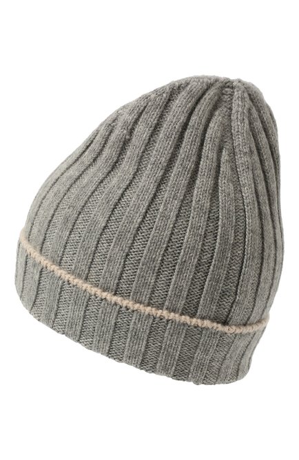 Мужская кашемировая шапка BRUNELLO CUCINELLI серого цвета, арт. M2240900 | Фото 2 (Материал: Шерсть, Текстиль, Кашемир; Кросс-КТ: Трикотаж)