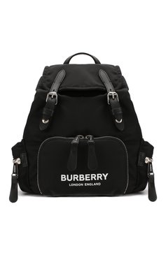 Женский рюкзак BURBERRY черного цвета, арт. 8021258 | Фото 1 (Размер: medium; Ремень/цепочка: На ремешке; Материал: Текстиль)