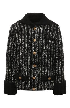 Женский кардиган GUCCI черного цвета, арт. 666080 XKB0F | Фото 1 (Материал внешний: Шерсть, Синтетический материал; Рукава: Длинные; Стили: Гламурный; Региональные ограничения белый список (Axapta Mercury): Не проставлено; Длина (для топов): Стандартные; Материал сплава: Проставлено; Нос: Не проставлено; Женское Кросс-КТ: кардиган-трикотаж; Драгоценные камни: Проставлено)